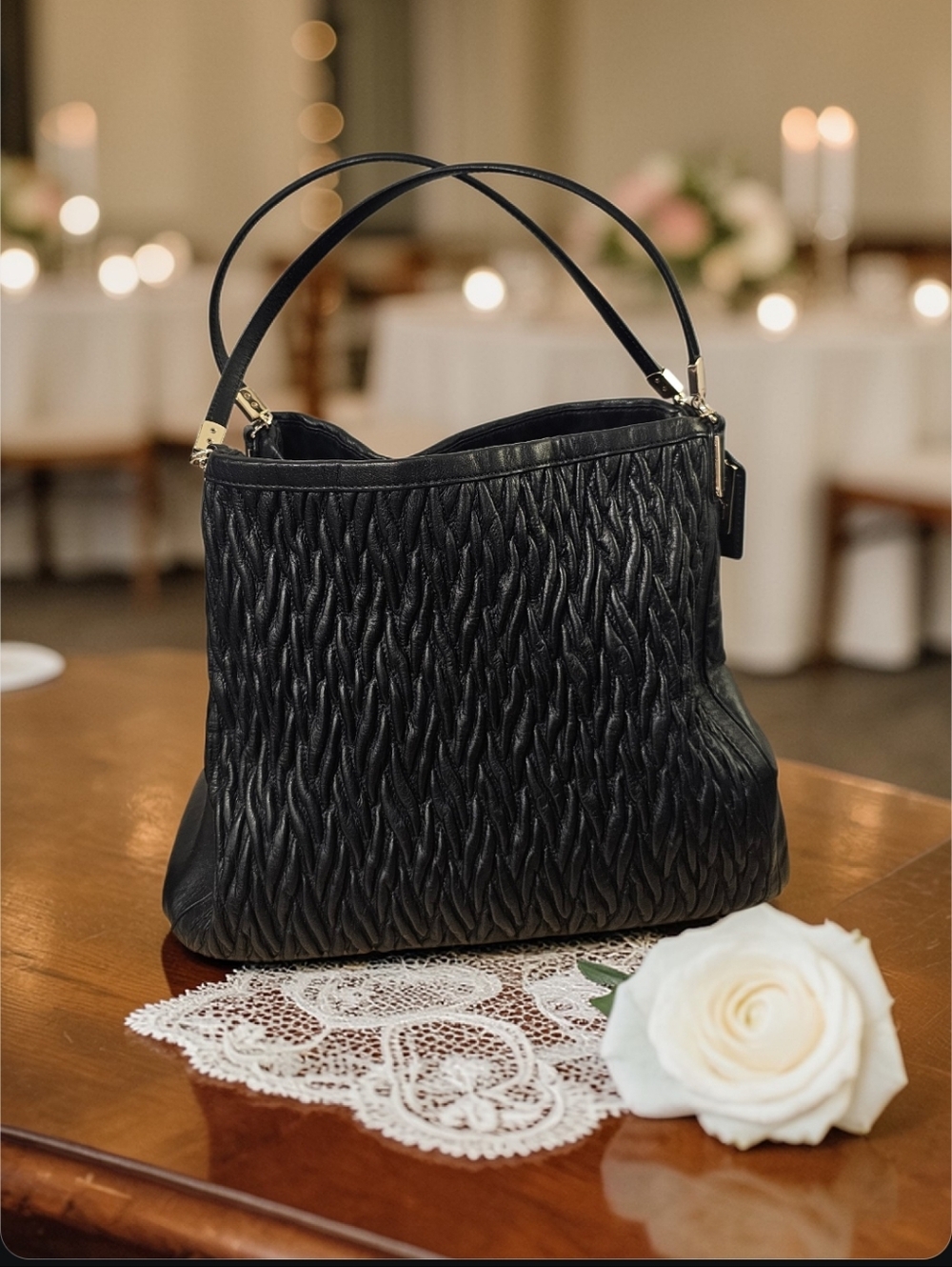 COACH Pheobe Madison With Twisted Leather Black Shoulder Bag 25260